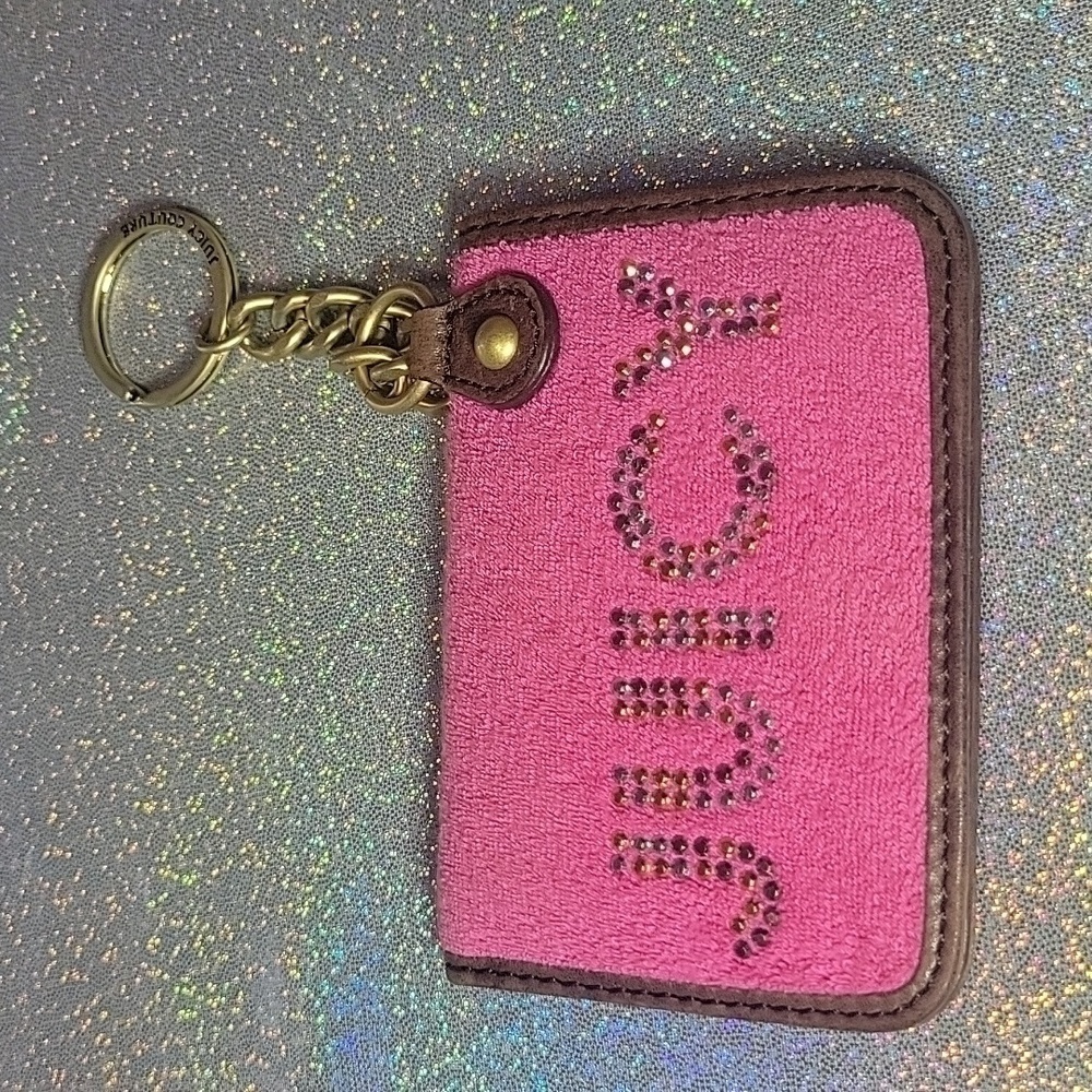 Y2k Vintage Juicy Couture Pink TerryCloth Keychain Wallet Coin Purse Card Holder